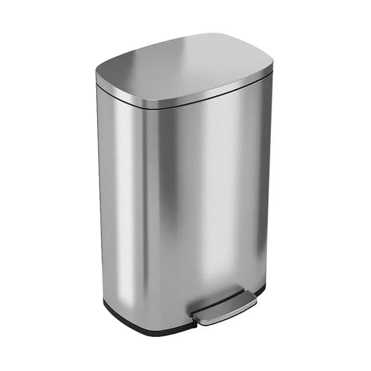 Amazon Hot Sales Kitchen Stainless Steel Dustbin 50 Liter 13 Gallon Trash Can with Lid