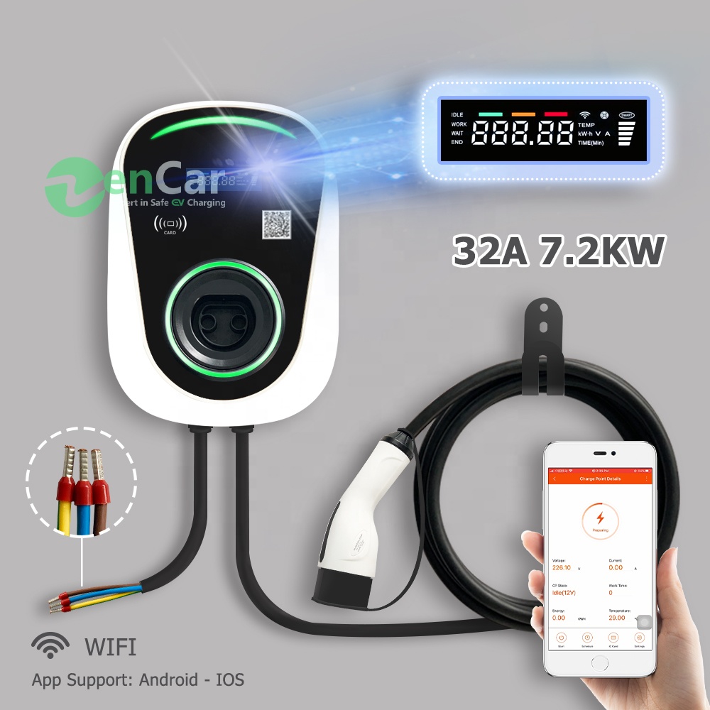Duosida wallbox 7,4 кВт 32A 240V IEC62196-2 Тип 2 электромобиль зарядная станция с поддержкой Wi-Fi и rfid карты