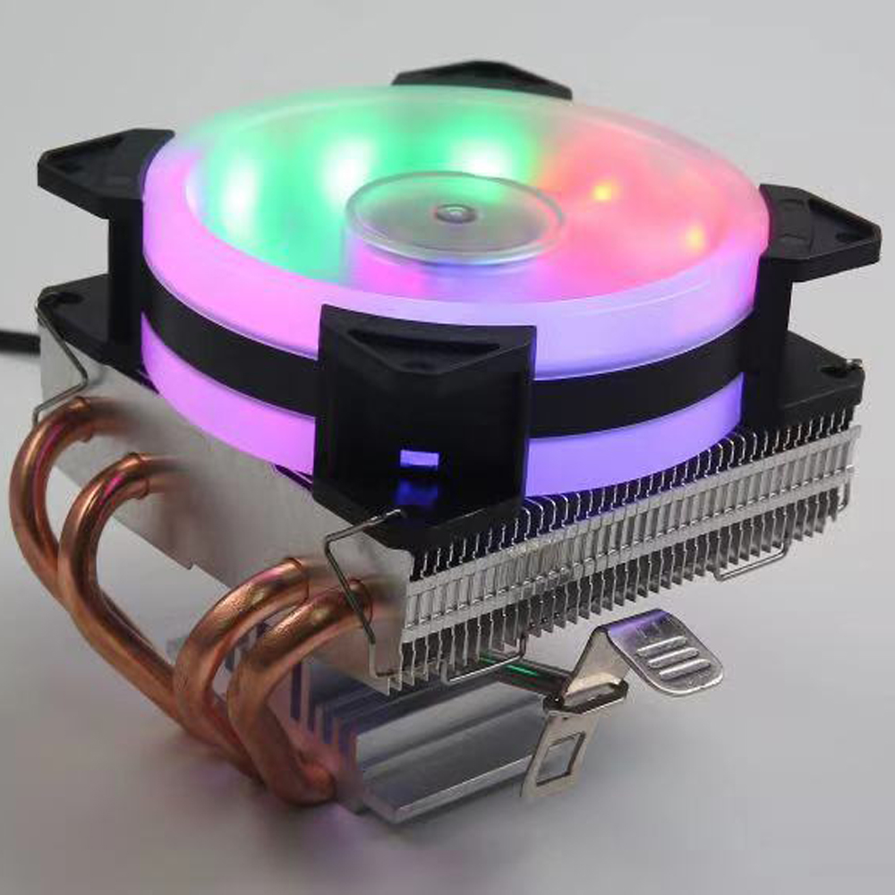 Кулер для процессора с RGB-подсветкой, цветной теплоотвод воздуха с 4 трубками, универсальный охлаждающий вентилятор для процессора ПК, для настольного компьютера