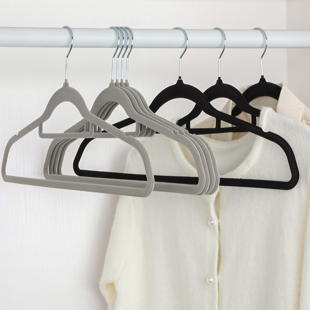 LINDON Wholesale Ultra Slim ABS Anti-Slip Flocking Velvet Hangers 50 Pack