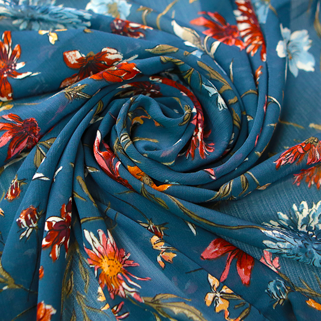 Home Textile flower crepe 100% polyester taffeta yarn dye plaid fabric with print