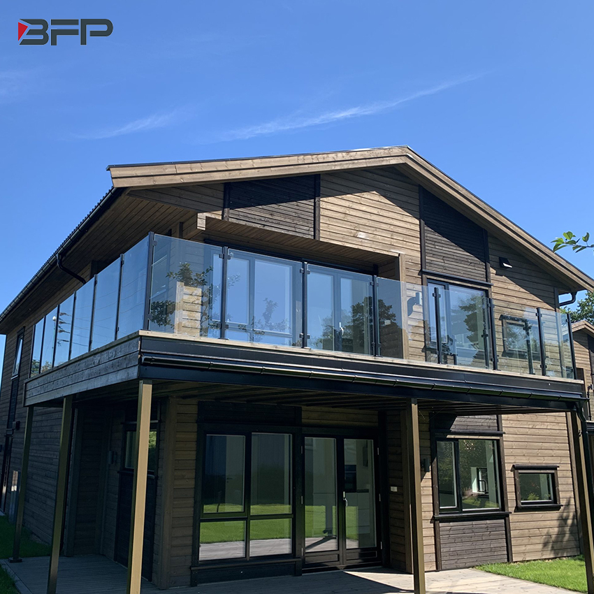 BFP Powder Coated Black Frameless High End Stair Stainless Steel Square Post Topless Glass Railing