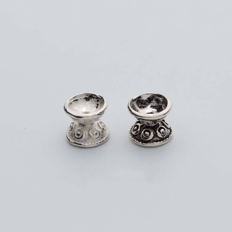 925 Silver Double Torus Protective Bead Flower DIY Handmade Jewelry Accessories