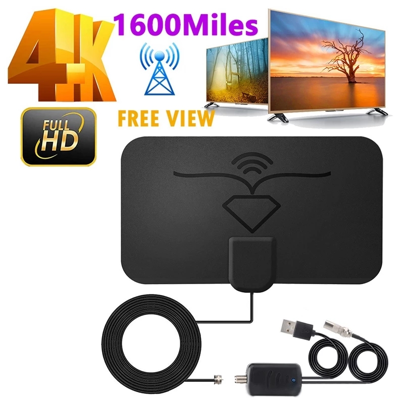 1600 миль 4K цифровая антенна с высоким коэффициентом усиления ТВ Крытый усилитель сигнала DVB-T2 HD телевизионная антенна CBS Freeview HD TV