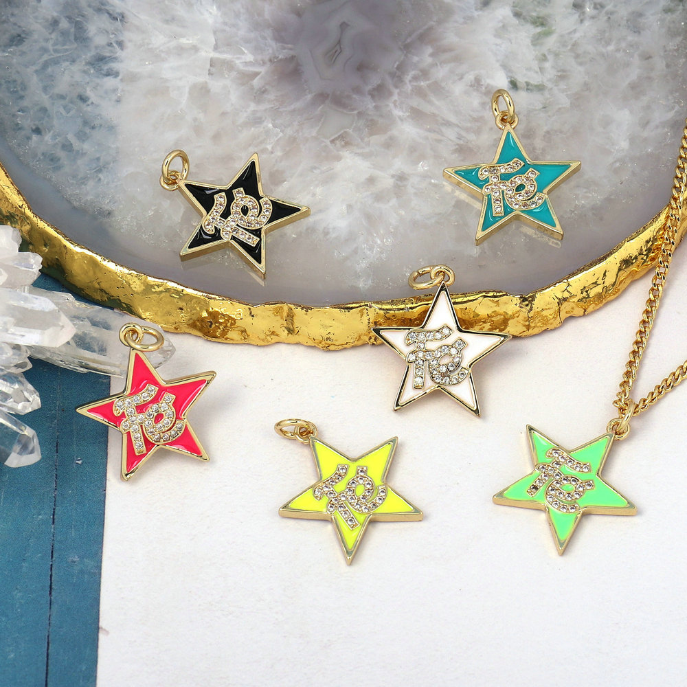 Hot!!! Stars Enamel and Gold Plating Charms Fashion FE Charms For Necklace Jewelry Making