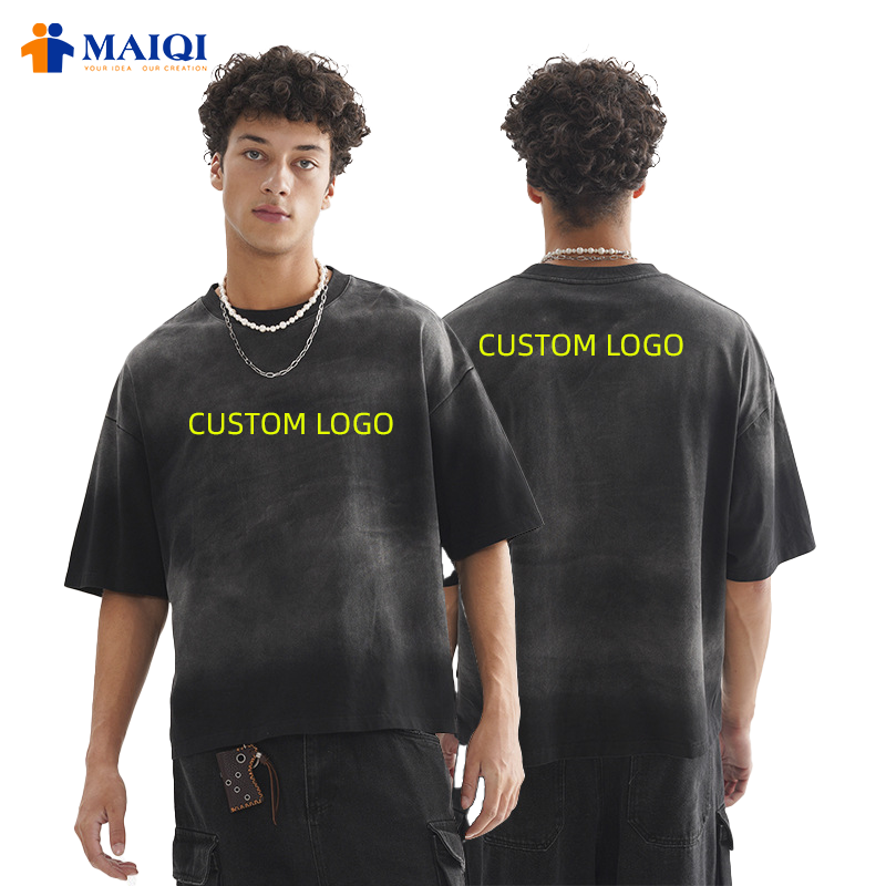 High Quality Men's 100% Cotton Custom Heavyweight Acid Monlyey Wash Vintage Cropped Boxy Fit Oversized T Shirt