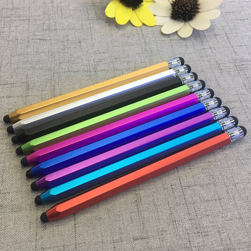Unique Double-sides Rubber Tip Stylus Pen High Quality Brass Kits Hexagonal Shape Tablet Smartphone Touch Screen Pen Stylus