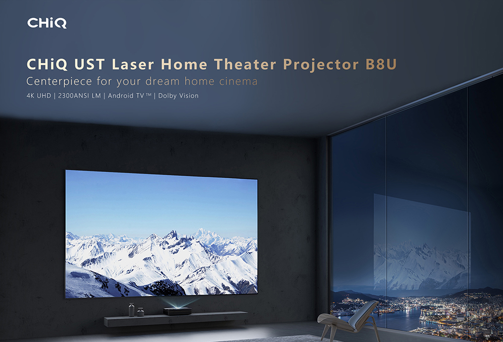 Changhong B8U Laser 4K Projector 2300ANSI Lumens Ultrashort Focus Home Theater Android 11.0 Smart TV with 3D MEMC