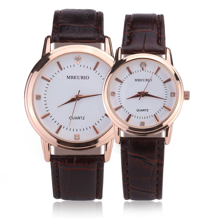 Fashion Couple Leather Wrist Watch Customize Logo Quartz Watches
