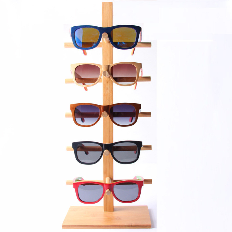 6 Tier Bamboo Wooden Sunglasses Display Shelf Rack Stand Eyeglasses Holder Storage Organizer for Eyewear
