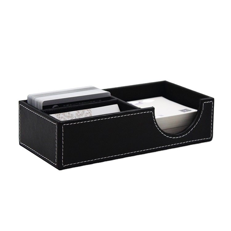 Office stationery high end black leather business card holder display with low price