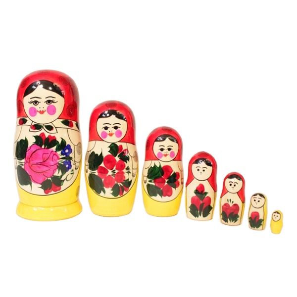 Традиционная Русская Матрешка "МАТРЕШКА" (традиционный), 7 штук, Хохлома
