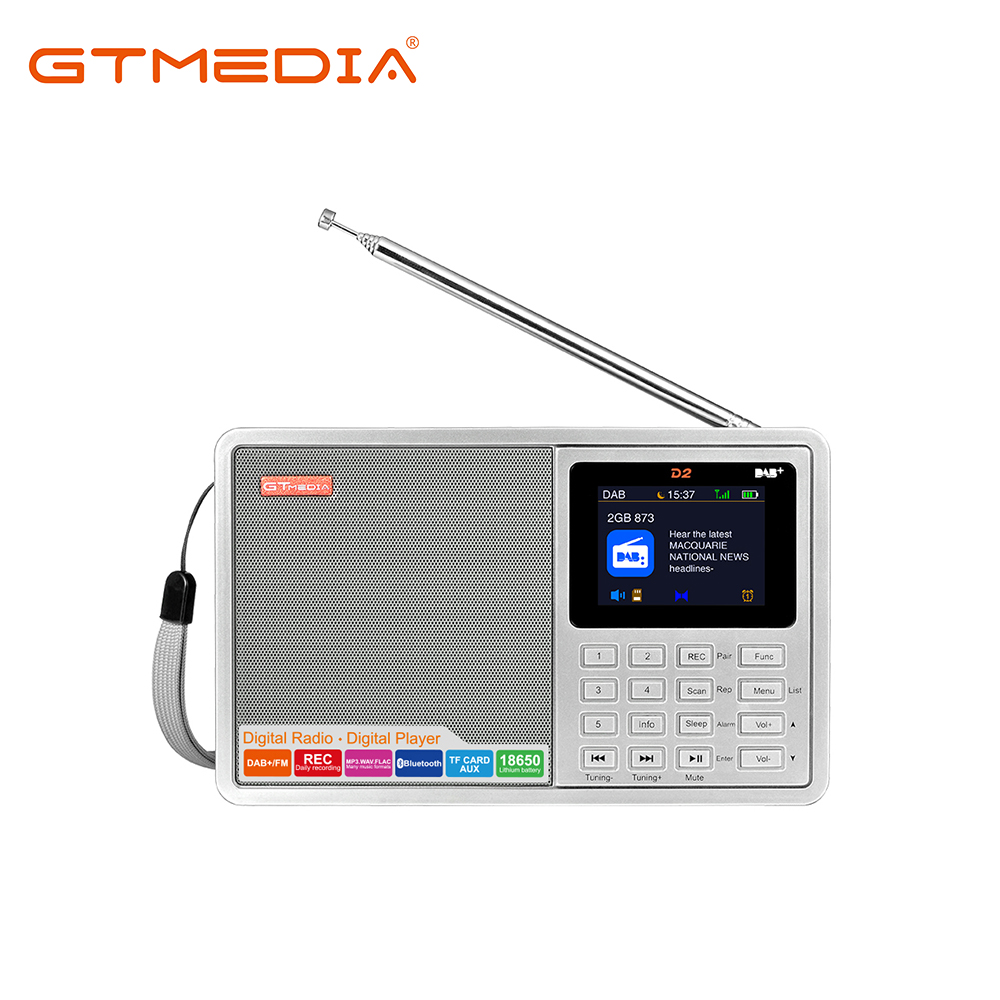 Портативный цифровой DAB + FM-радиоприемник GTMEDIA D2 маленького размера с поддержкой BT/TF-карт, цифровой плеер с входом AUX