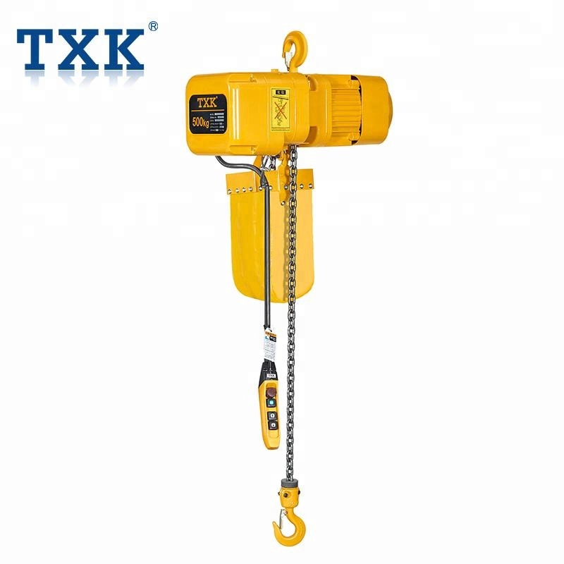 TXK ER2 500kg electric chain lifting hoist manufacturer with trolley with inverter