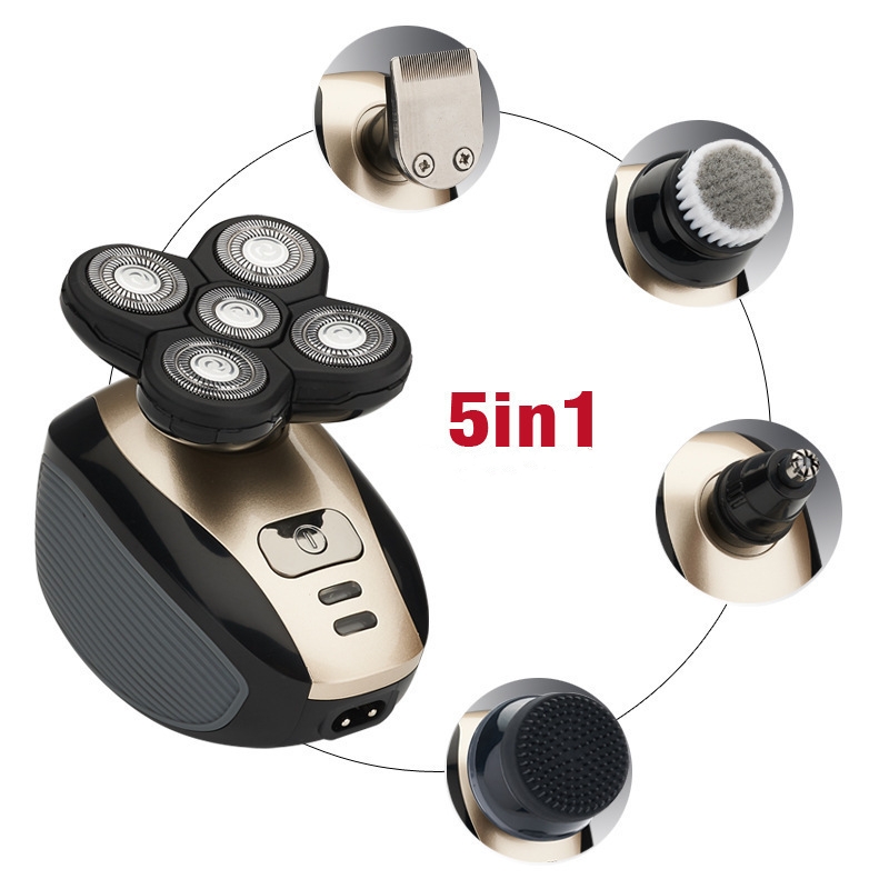 6 In 1 LCD Display Multifunction Electric Shaver Double Ring Veneer Knife 5D Rotating Body Washing Safety Shaving Machine