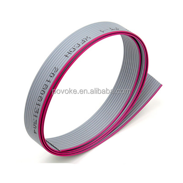 UL2651 28AWG PH1.27mm 10Pin ПВХ серый маркировочный Красный боковой плоский ленточный кабель 76,5 м в рулоне