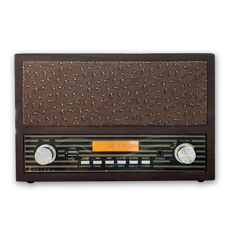 Реальное деревянное винтажное портативное радио FM AM со встроенными стереодинамиками