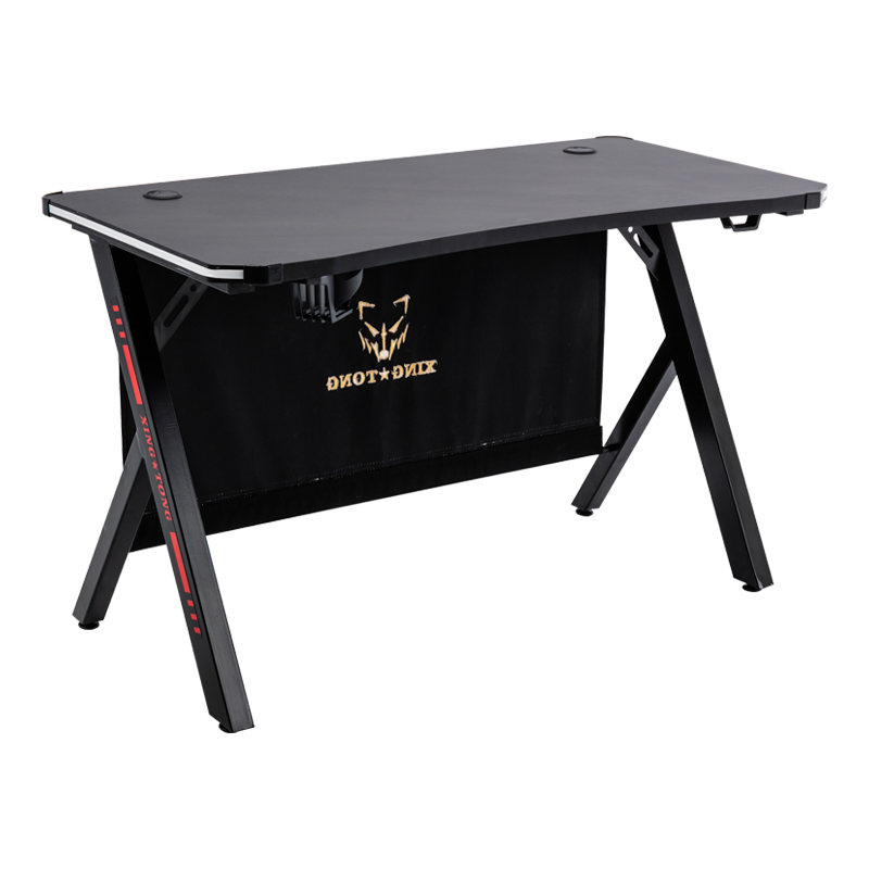 Morden Style Black Metal Gamer Computer Table with Cup Holder and Headphone Hook Home Office PC Gaming Desk