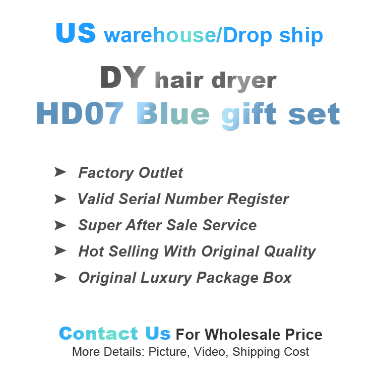 US warehouse DY HD07 кожаная обложка синего цвета подарочной коробке в комплекте аксессуары 5 в 1 Профессиональный отрицательных ионов листовый DY фен для волос