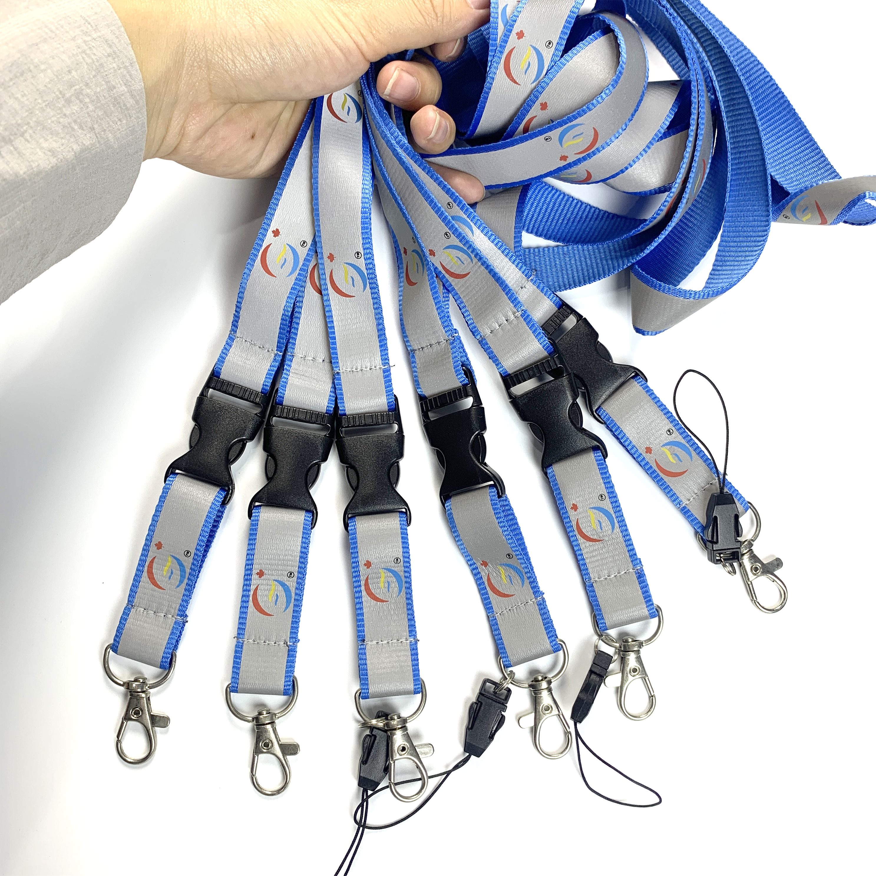 Custom Logo Printed Mobile Phone Sublimation Strap Wrist Polyester Keychain Lanyard Short Key Chain Lanyards