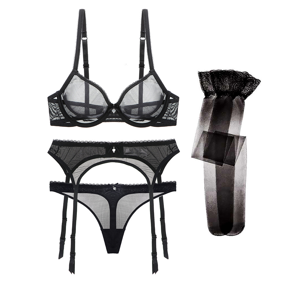 2022 fashionable sexy lingerie 3 pieces japanese mature women sexy lingerie with garter belt and socks