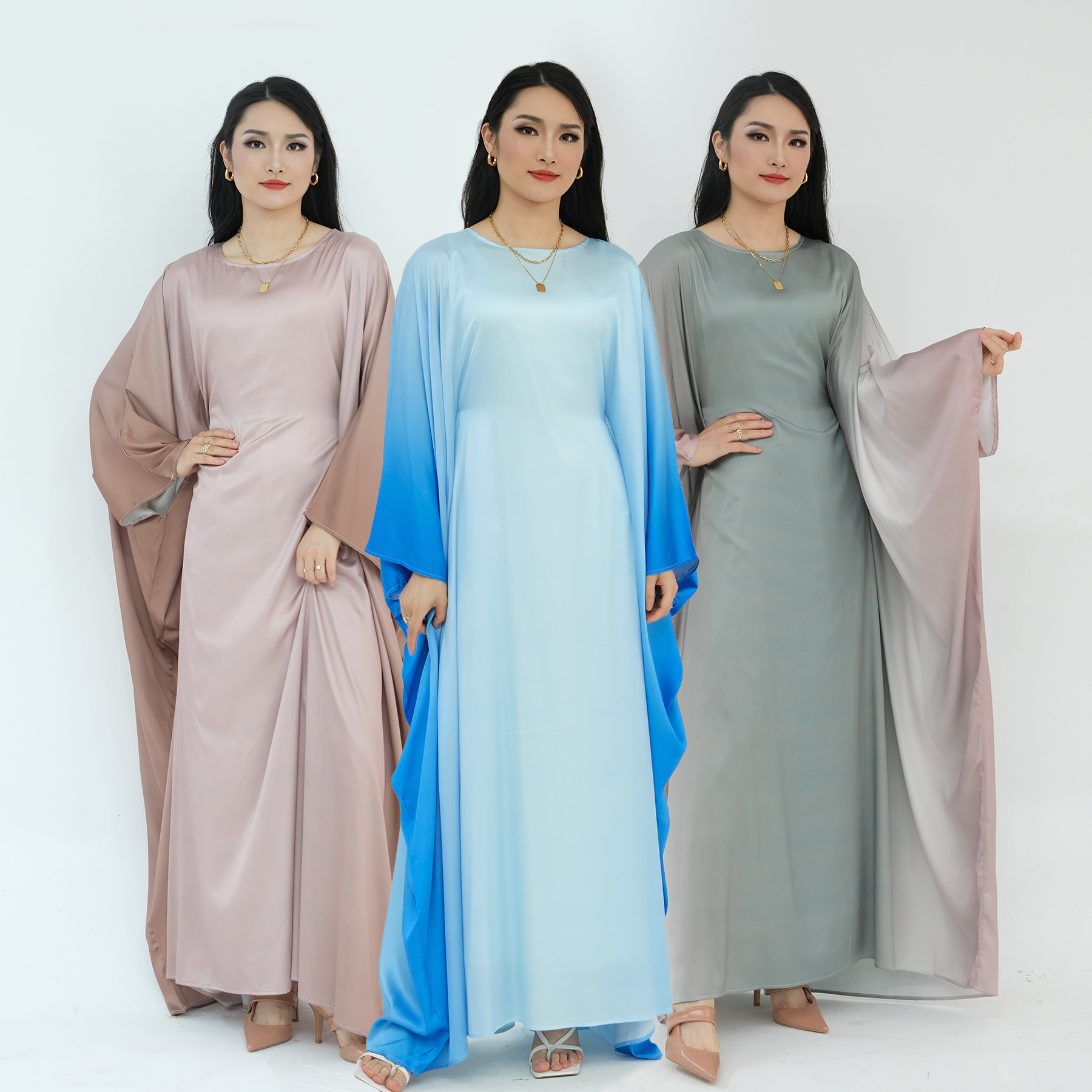 Loriya Abaya 2025 Modest Dresses Elegant ombre Kaftan Abaya Batwing Style Abayas for Women Muslim Ethnic Islamic Clothing