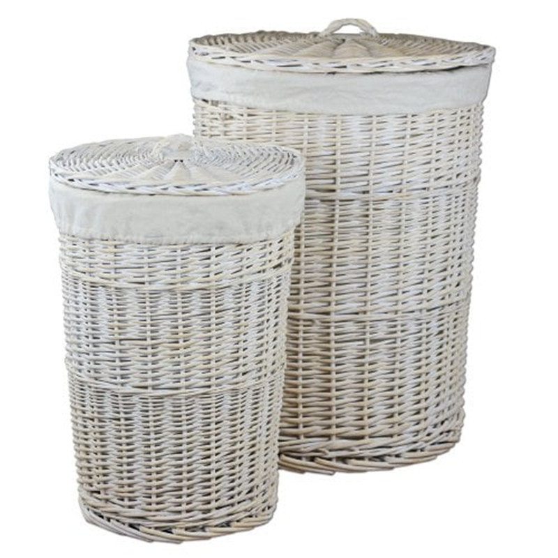 Jinliu handmade wicker willow large capacity dirty clothes laundry hamper basket with lid customizable household laundry basket