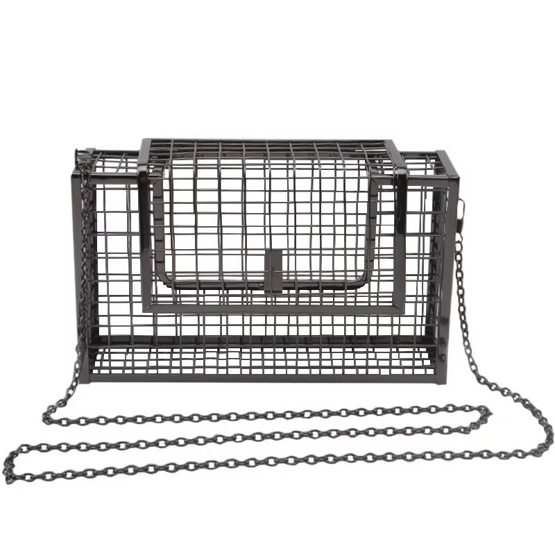 Hardware Rectangular Metal Cage Shoulder Bag Crossbody Bags Wedding Party Cage Geometric Beach Bag Metal Hollow Handbag Purse