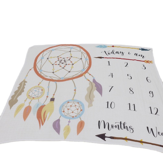 2021 Amazon Hot Selling Organic Muslin Cotton Floral Wrap Neutral Swaddle Double-Sided Monthly Milestone Blanket