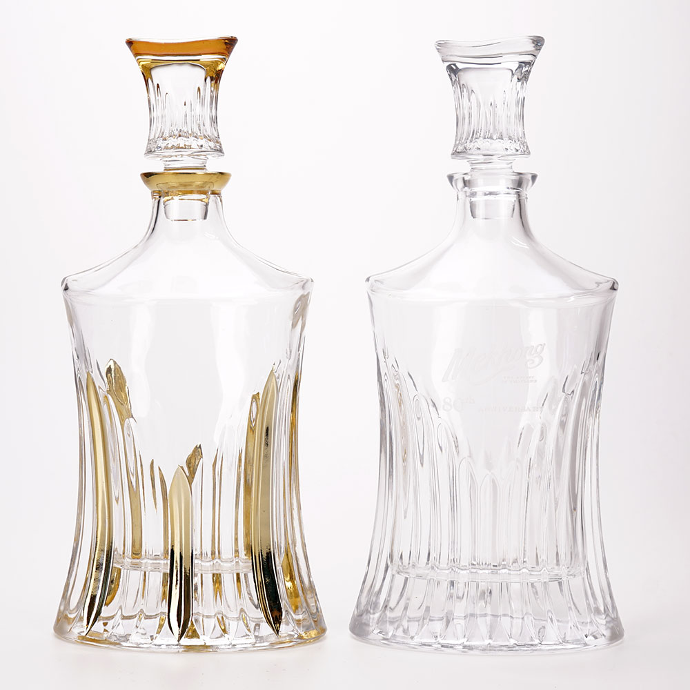 VISTA Luxury Alcohol Cryst Decanter Gold Whisky Vodka Rum 700ml Liquor Square Glass Bottle With Stopper