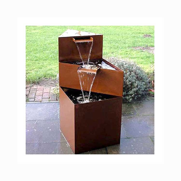 Garden Decor Outdoor Water Fountain Drawing Corten Steel Water Feature Customized Fountain Systems