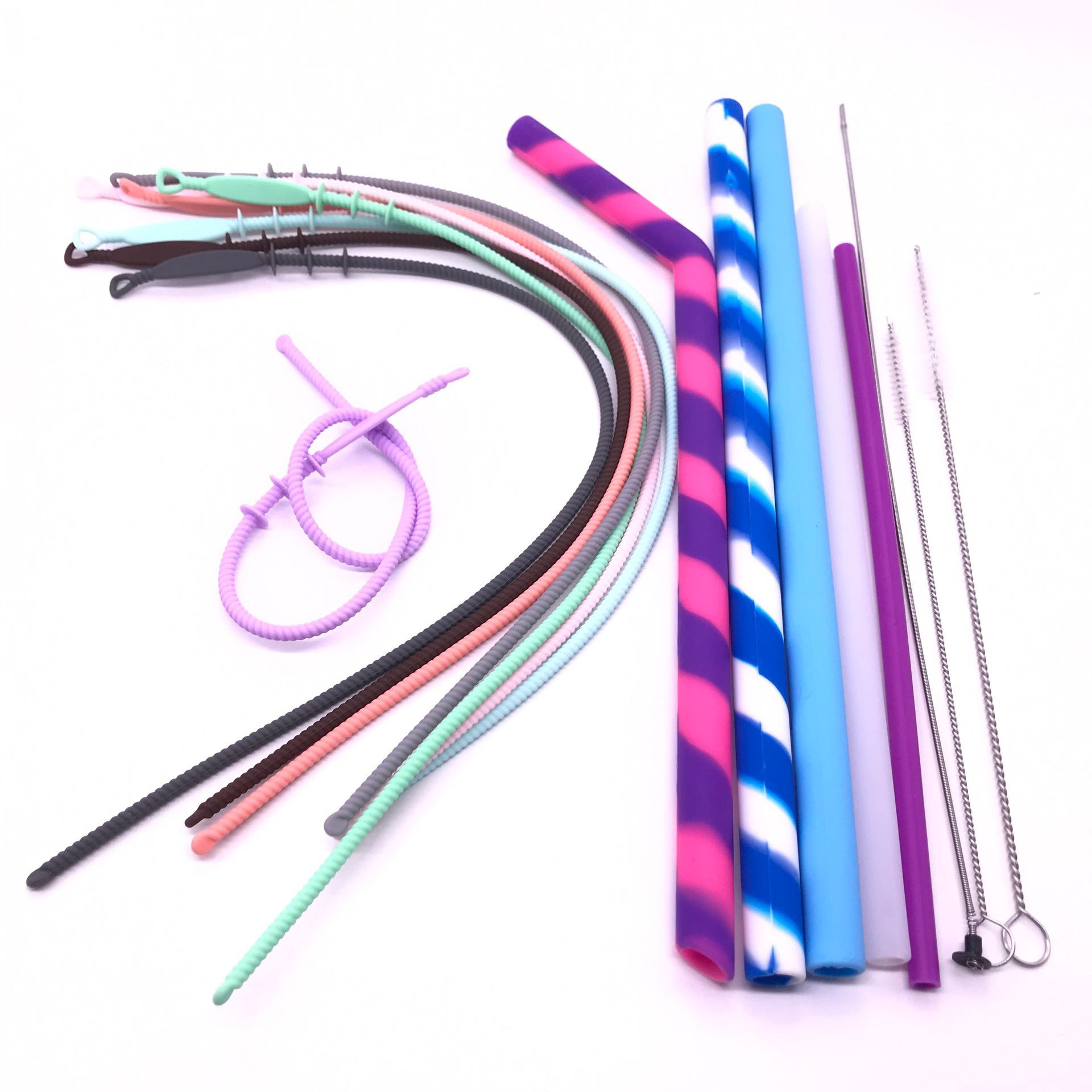 Food Grade Silicone Drinking Straw Brush To Clean Silicone Straw With Cleaning Straw Brush