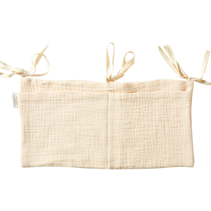 Wholesale 100%cotton Muslin Baby Nursery Crib Organizer Two Pockets Hanging Storage Bag