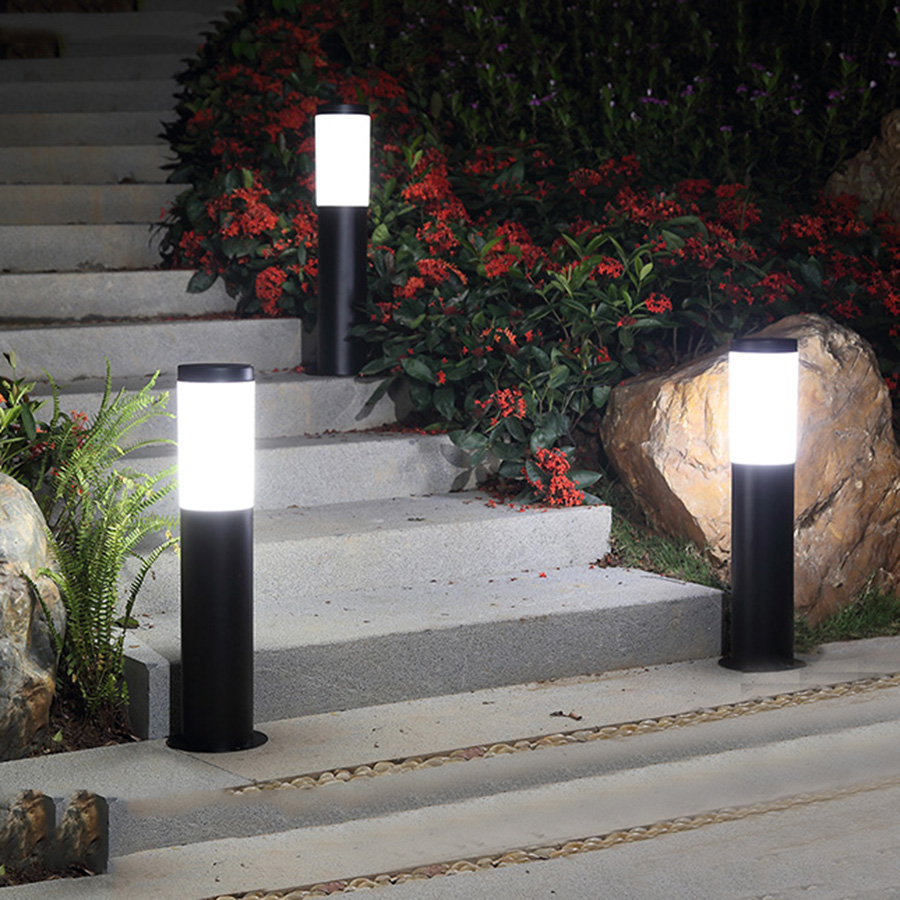 smart sensor auto light solar power ground light stainless steel bollard light