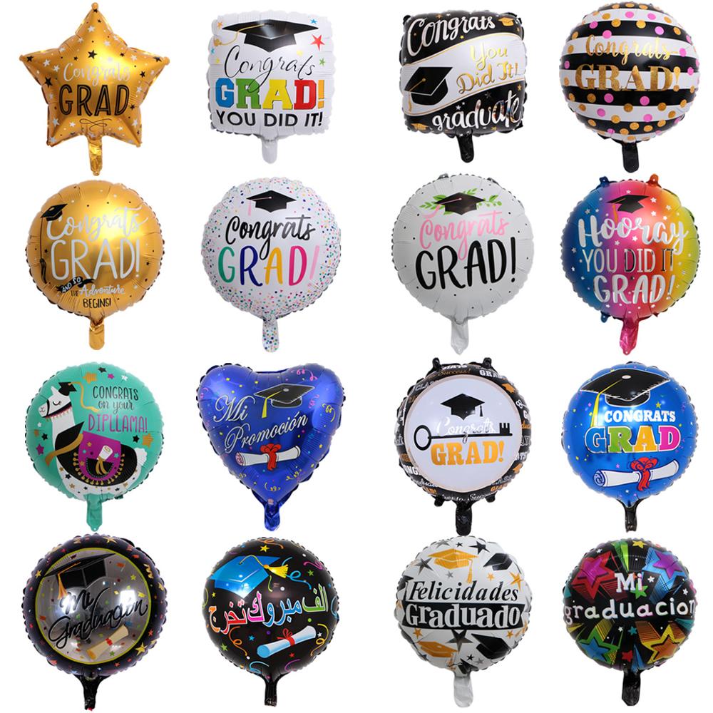 18 дюймов фольга Выпускной globos звезда квадратные формы Поздравляю Град воздушный шар с гелием для выпускного вечера, украшения на роджественскую вечеринку