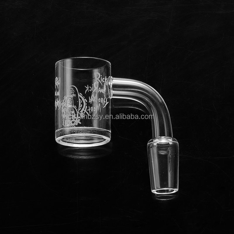 Own-brand logo Welcome Flat top Clear frosted quartz Banger 14mm male pattern design Engraved Banger quartz Smoking nail set