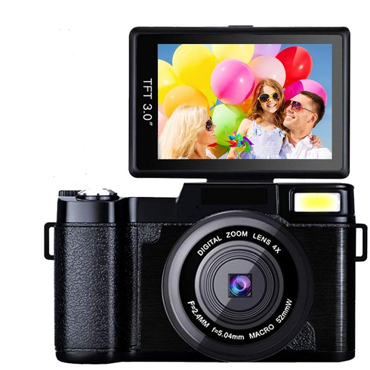 Цифровая камера Vlogging видеокамера Full HD 1080P 24MP видеокамера 3,0 дюймовый поворотный ЖК-экран
