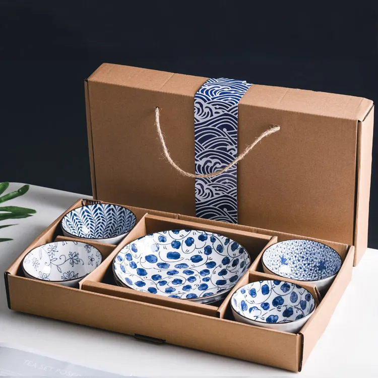 Tableware China Supplier Japanese Style Blue And White Dinnerware Dishes Plates Bowls Set Kitchen Dishware Set Tableware Wholesale