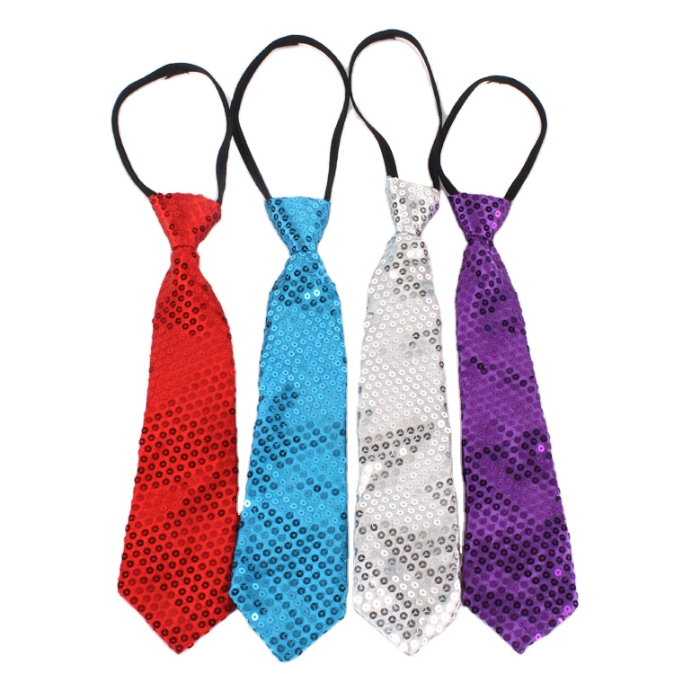 Fashion Design Elegant Boy Sequins Embroidery Tie Stage Magic Show Tie Zipper To Adjust