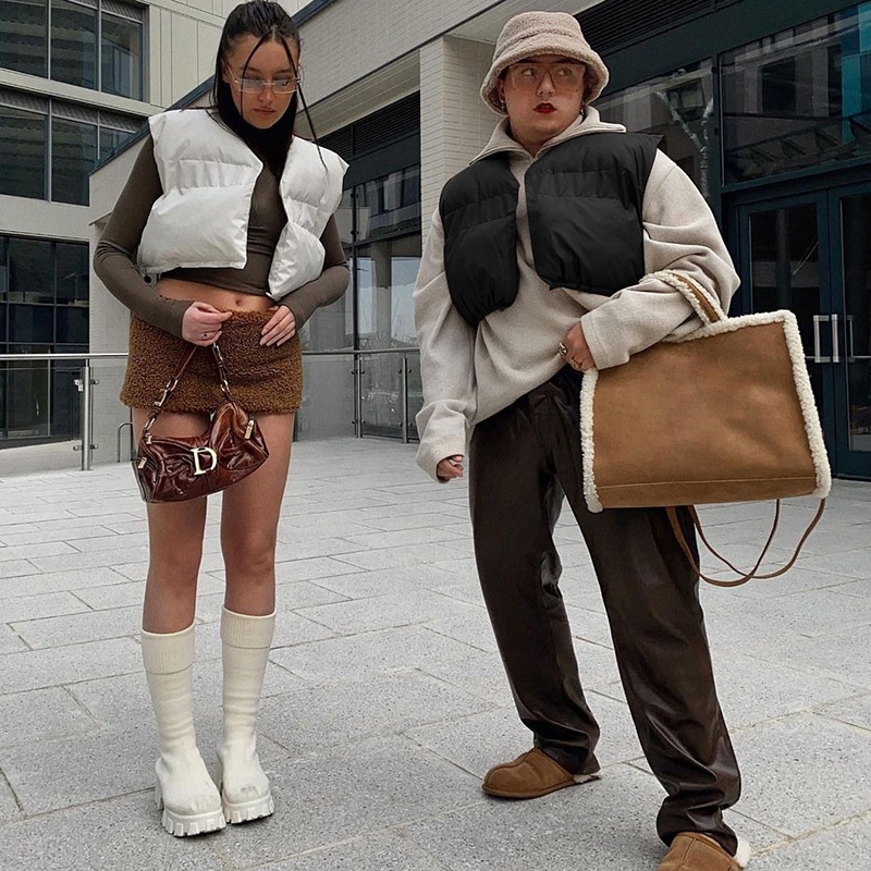 KX-W21L06265 Outer wear casual o neck puffer vest jacket for women fall 2021 short women's vests & waistcoats women vest