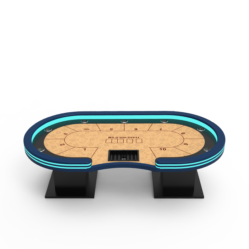 YH Deluxe Various Color LED Lights Square Legs Texas Poker Table For 8-10 Players Casino Gambling