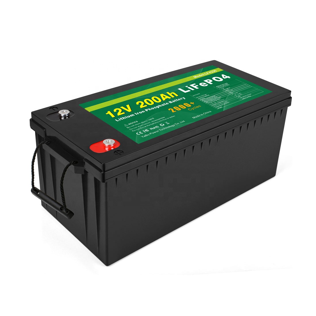 Yabopower оптовая торговля глубокий цикл 12,8 V 200Ah 300Ah 400Ah 2000 + срок службы 12V аккумулятор солнечной энергии