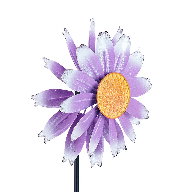 Hourpark Wind Spinner Garden Kinetic Metal Cost Effective garden ornaments Purple and Yellow Ornaments windmills