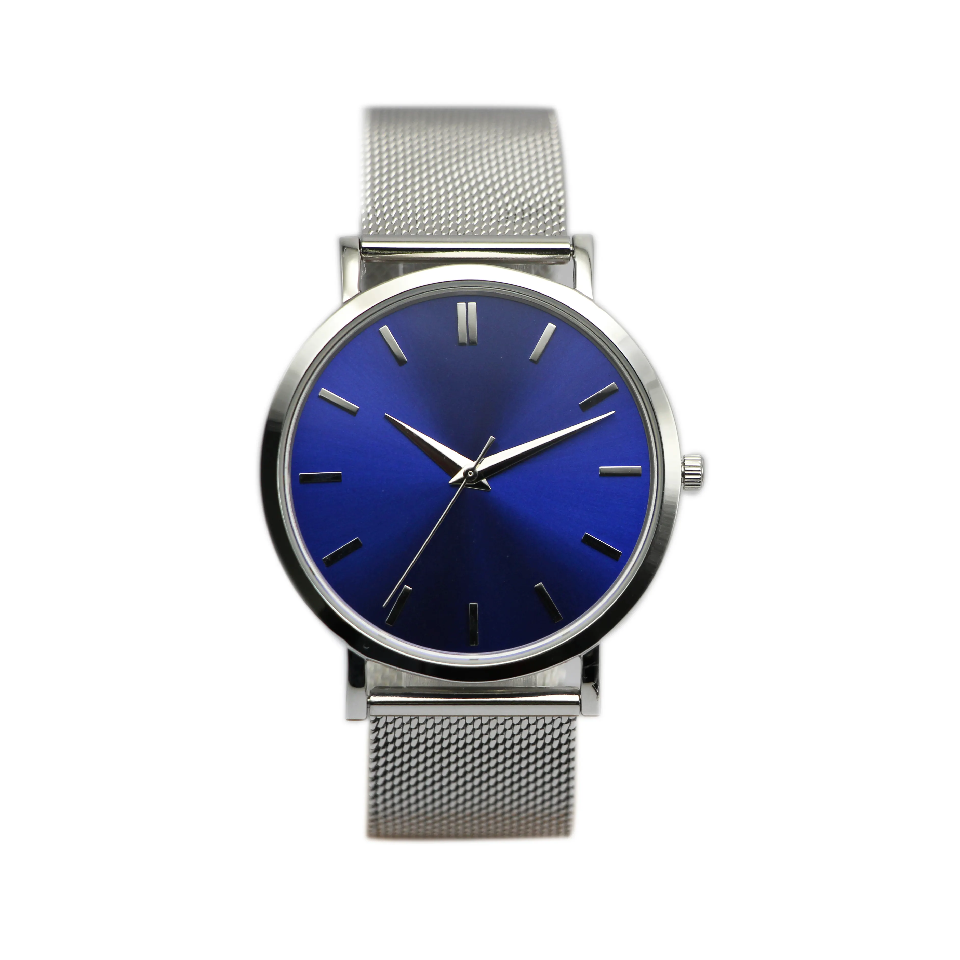 Customize Logo Silver Stainless Analog Waterproof Chronograph Quartz Watch For Men 5Atm