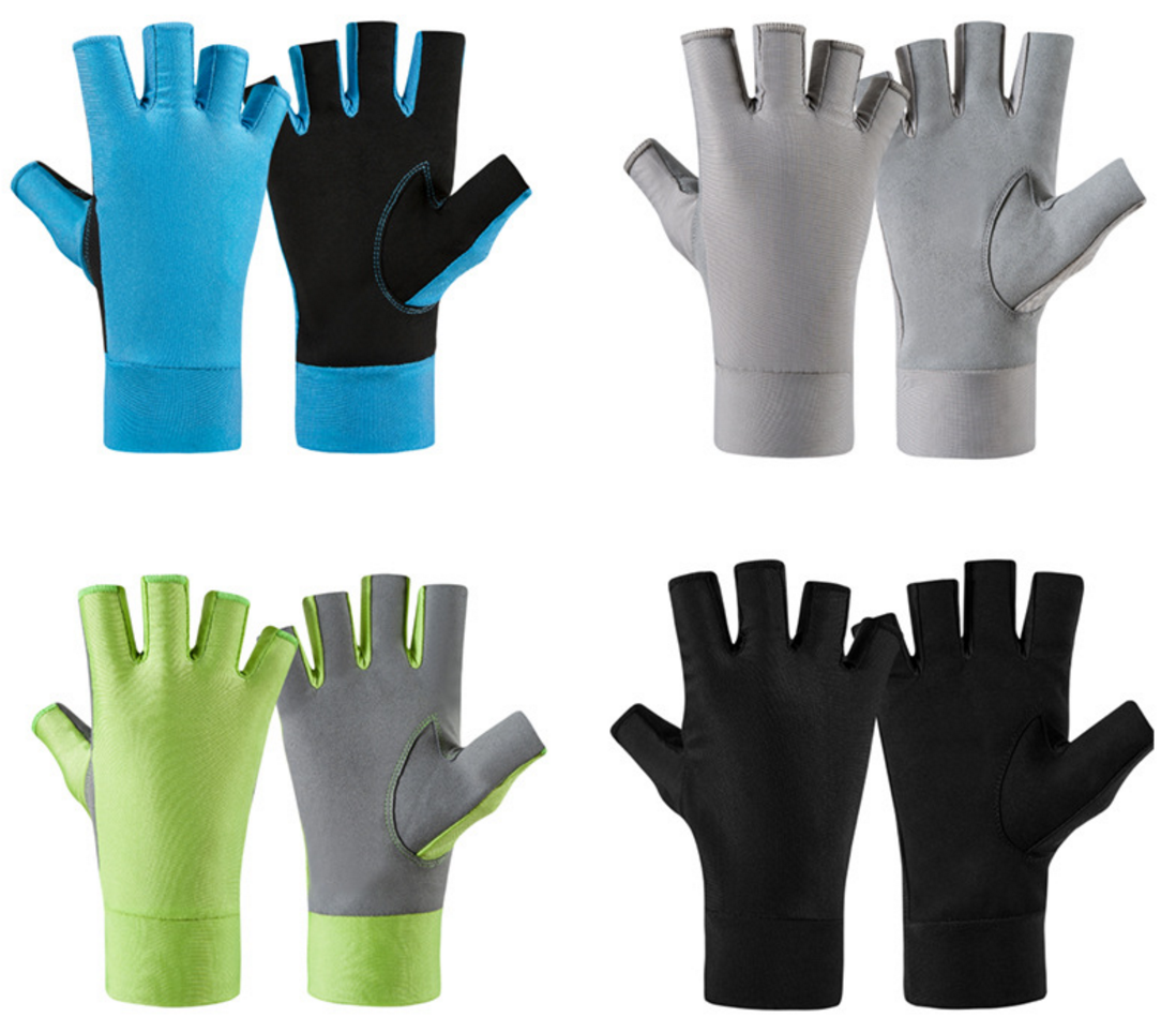 Custom Wholesale Non-Slip Hiking Cycling Driving Sailing Shooting UV Sun Protection Fingerless Ice Fishing Gloves