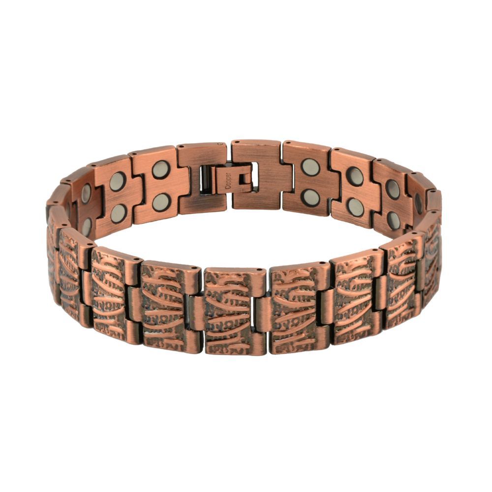 Woying New Design Double Row Bio Magnetic Therapy Energy Bracelet Red Copper Magnet Watch Strap Bracelet