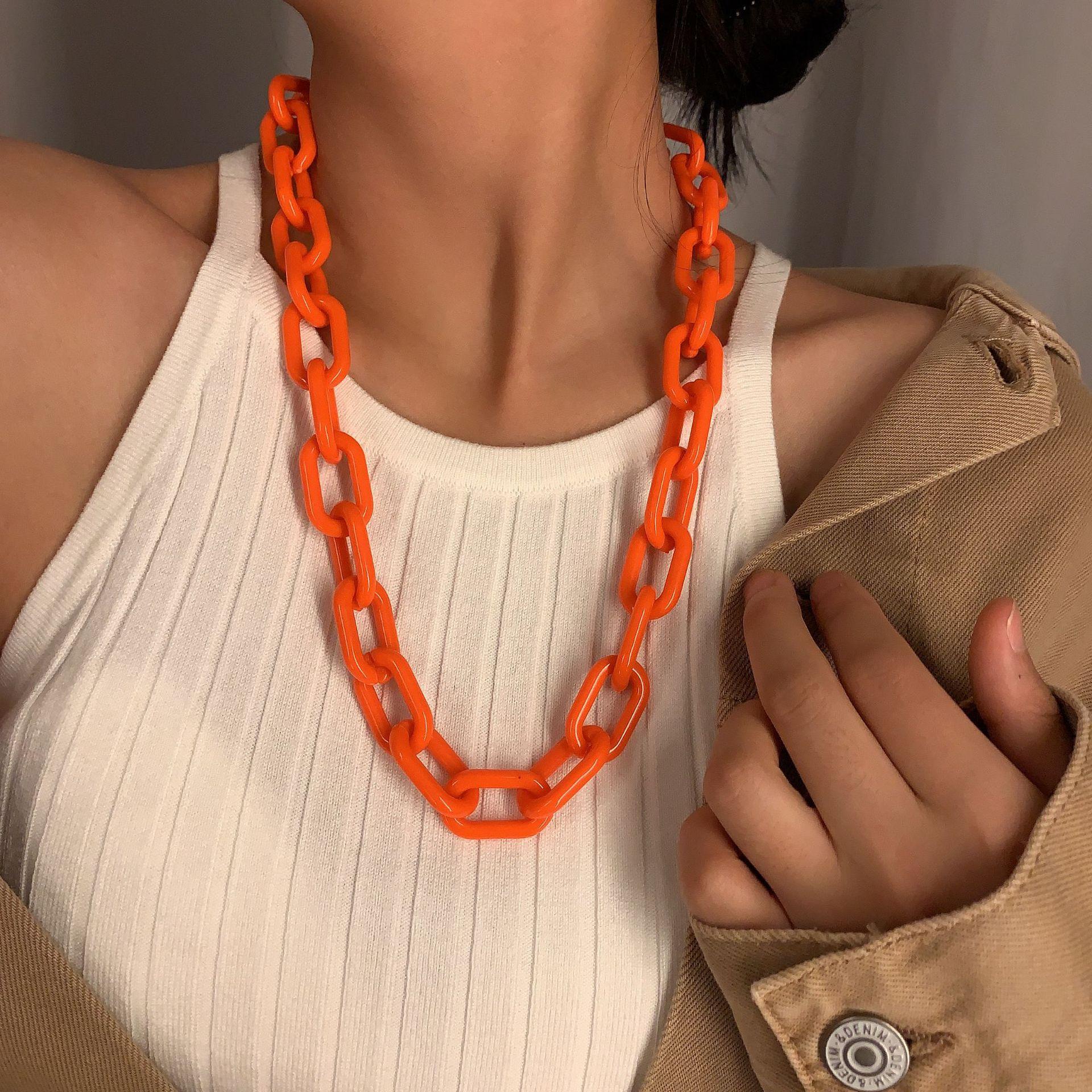 Unique Personalized Acrylic Link Chain Necklace 2021 fashion Hips Hops Exaggerated Chunky Chain Necklace for women