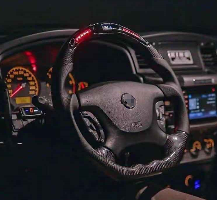 LED Carbon Fiber Steering Wheel Compatible with Nissan Y61 VTC OHC Motors