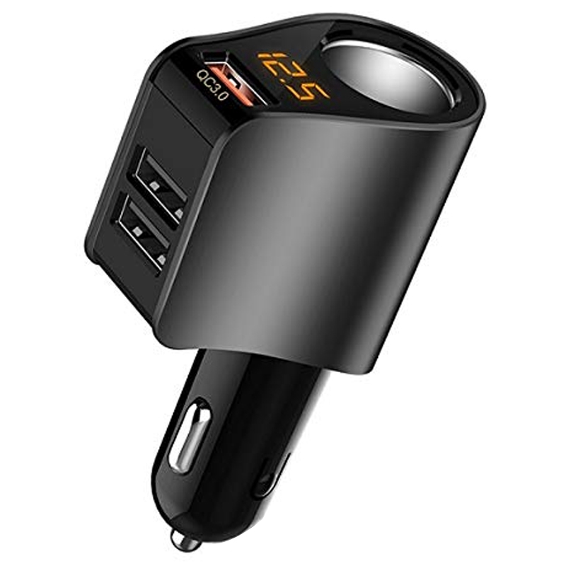 Дисплей напряжения 3 USB A Выход Автомобильное зарядное устройство прикуриватель адаптер