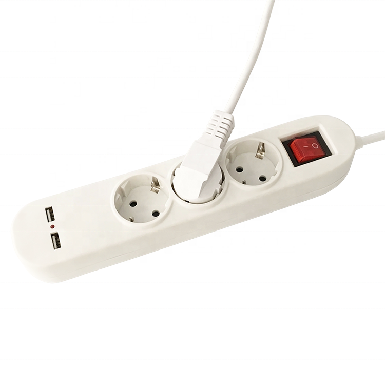Европейские 3 розетки немецкого типа, удлинитель с 2,1 а USB-портами для зарядки